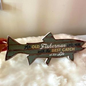 Fish shaped wooden wall sign